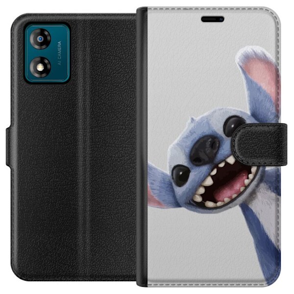 Motorola Moto E13 Lommeboketui Stitch i Fart - Kawaii Design for Fans & Barn