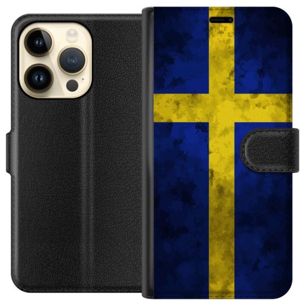 Apple iPhone 15 Pro Plånboksfodral Sverige Flagga
