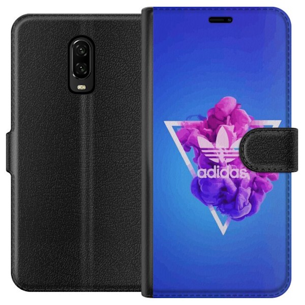 OnePlus 6T Tegnebogsetui Adidas-inspireret blåt design - spor