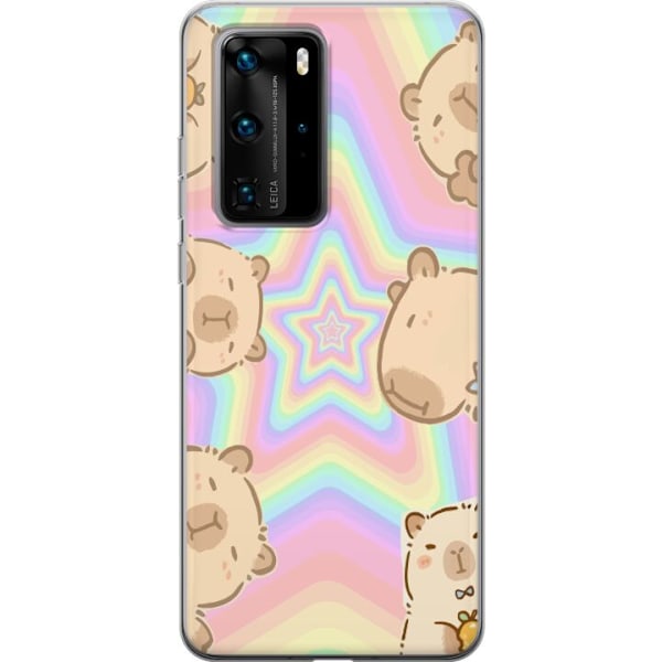 Huawei P40 Pro Genomskinligt Skal Kawaii Capybara Galaxy Söt Anime Djur Rymdmotiv Kawaii Trend Present TikTok Design