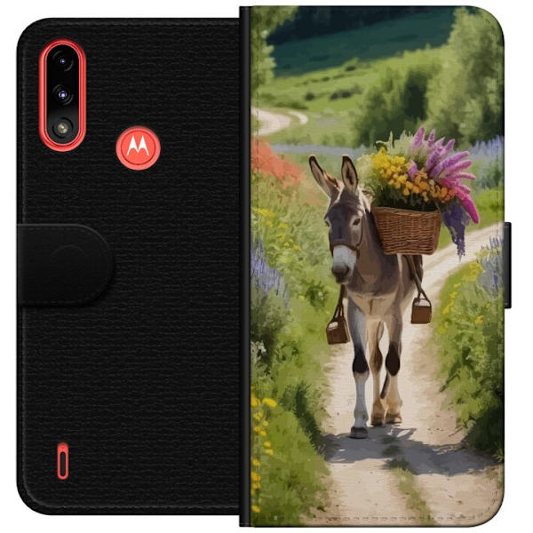 Motorola Moto E7 Power Lompakkokotelo Aasi Eläinaihe Rauhallinen Suunnittelu Luontoaihe Suosittu Koristelu Huumori Graafinen Eläinteema Eksoottinen