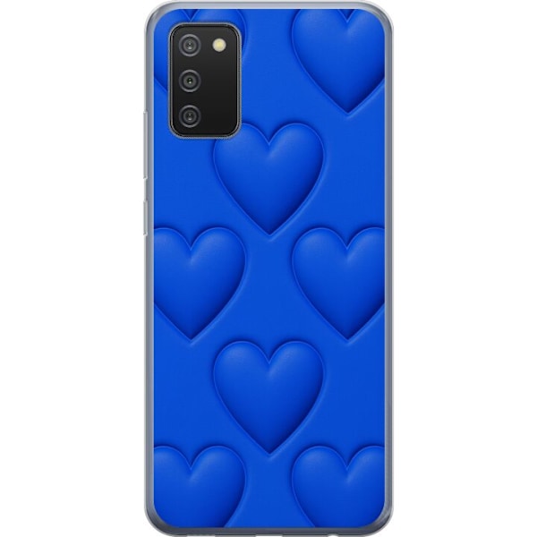 Samsung Galaxy A02s Läpinäkyvä kuori Siniset Sydämet