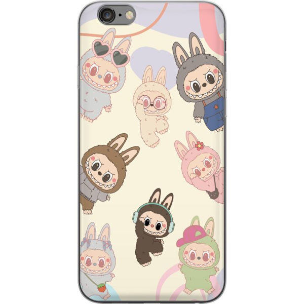 Apple iPhone 6 Plus Genomskinligt Skal Labubu Pop Mart Kollektion Motiv Figur Samling Design Populärt Art Toy Pop Mart Kreativ Grafiskt