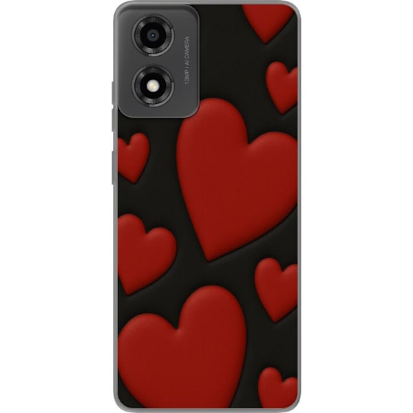 Motorola Moto E14 Genomskinligt Skal Red Velvet Hearts