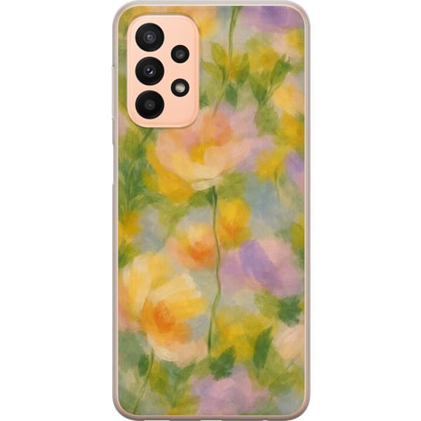 Kompatibelt Mobildeksel til Samsung Galaxy A23 Solvarme blomster i håndmalt romantisk stil
