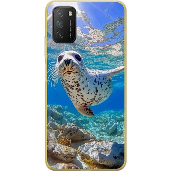 Xiaomi Poco M3  Genomskinligt Skal Säl Hav Simmande Djurmotiv Natur Vattenmotiv Blå Design Marint Tema Populärt Motiv Djurliv