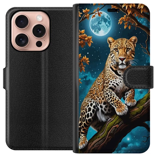 Apple iPhone 16 Pro Lompakkokotelo Leopard