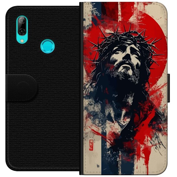 Huawei P smart 2019 Lompakkokotelo Jeesus ristillä - kristillinen aihe vahvalla symboliikalla uskosta ja toivosta