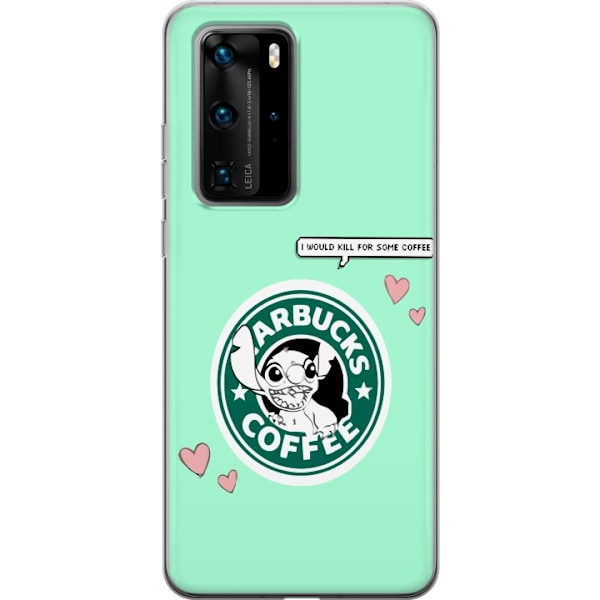 Huawei P40 Pro Läpinäkyvä kuori Stitch Kahvi