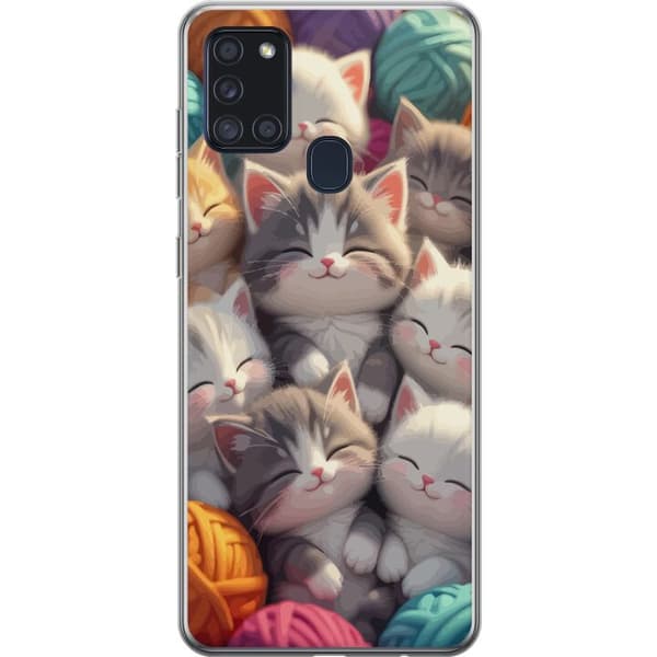 Kompatibelt Mobildeksel til Samsung Galaxy A21s Sovande kattungar beige