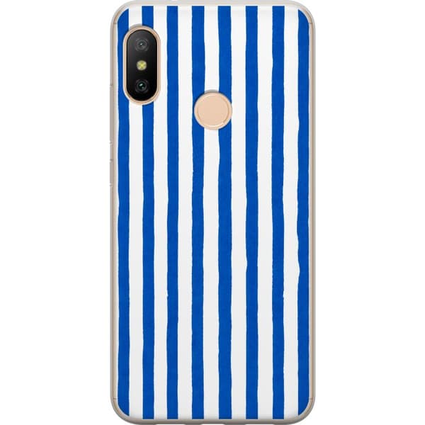 Kompatibelt Mobildeksel til Xiaomi Redmi 6 Pro Blåhvite penselstriper hvit