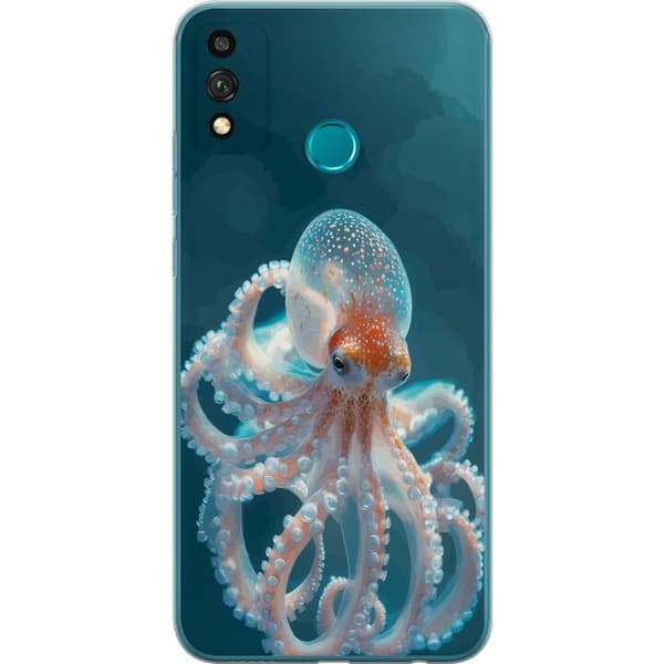Kompatibelt Mobildeksel til Honor 9X Lite Detaljert lys blekksprut i marint miljø hvit