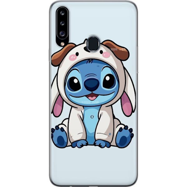 Samsung Galaxy A20s Läpinäkyvä kuori Stitch Koirapuku Lilo & Stitch Disney Hauska Design Sininen Avaruusolento Sarjakuva Hahmo Suosittu Lapsille Su