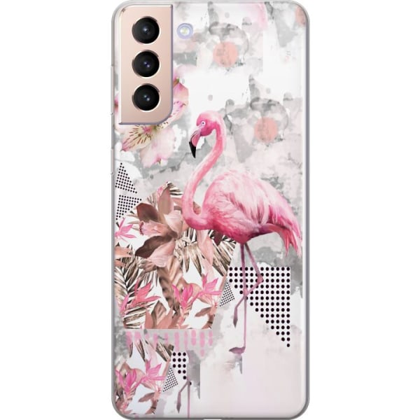 Samsung Galaxy S21 Genomskinligt Skal Flamingo