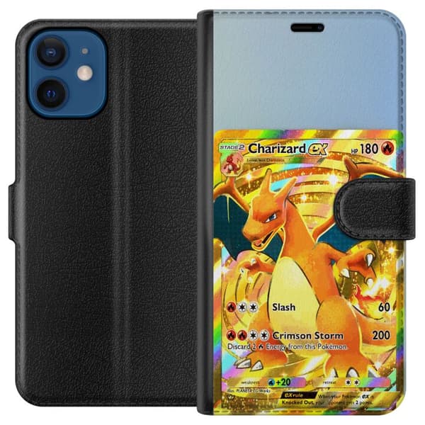 Kompatibel Tegnebogsetui til Apple iPhone 12 Gylden Charizard EX samlerkort med regnbueeffekter guld