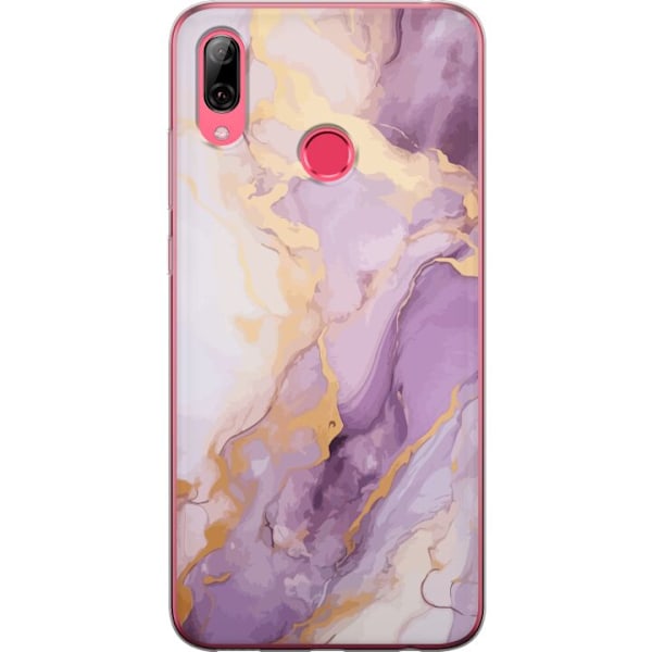 Huawei Y7 (2019) Gennemsigtig cover Marmor Lilla Guld