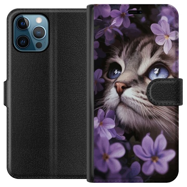 Apple iPhone 12 Pro Max Tegnebogsetui Kat og blomster