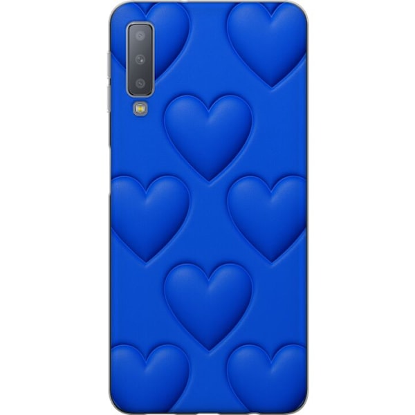 Samsung Galaxy A7 (2018) Gennemsigtig cover Blå Hjerter