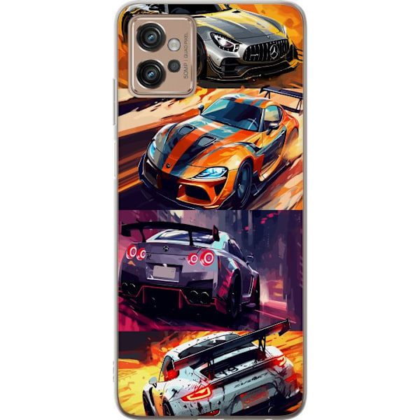 Motorola Moto G32 Läpinäkyvä kuori Ralli kuume - vauhdikas teema ralliautoilla