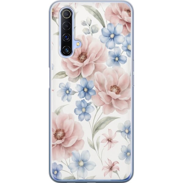 Realme X50 5G Läpinäkyvä kuori Romanttiset kukat