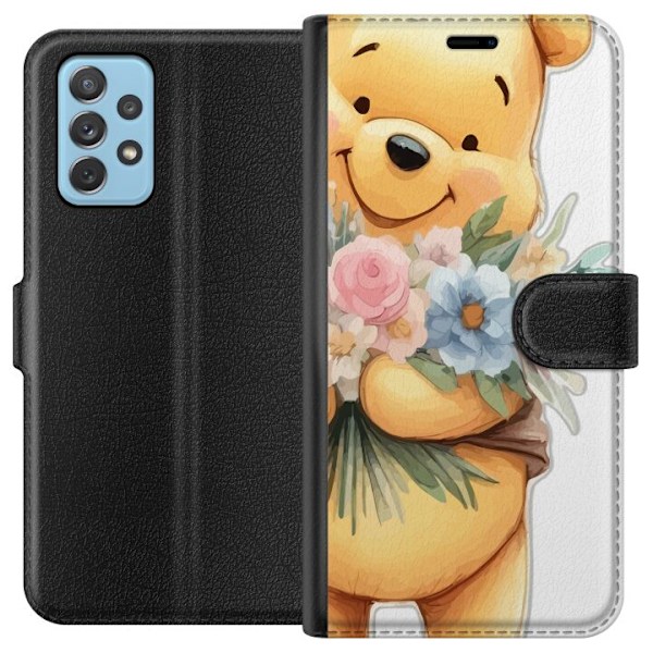 Samsung Galaxy A72 5G Tegnebogsetui Nalle Puh med blomster - klassisk børnefavorit i en blomstrende forårs miljø