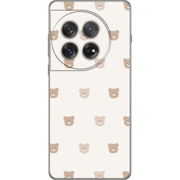 OnePlus 12 Läpinäkyvä kuori Teddy-tausta - söpöt teddykarhut pehmeällä taustalla