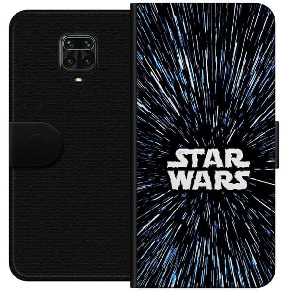 Kompatibel Tegnebogsetui til Xiaomi Redmi Note 9 Pro Star Wars-logo med hyperspace-stjerner i ikonisk sci-fi-design sort