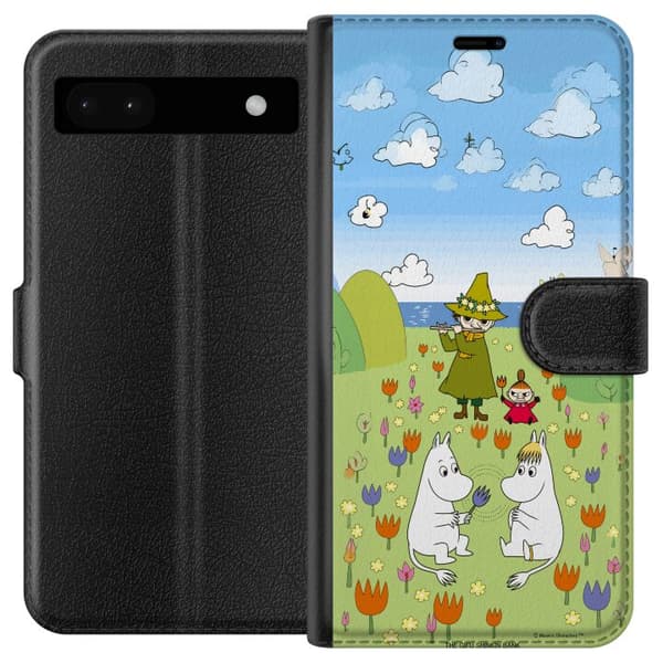 Kompatibel Tegnebogsetui til Google Pixel 6a Mumin i blomsteräng grøn