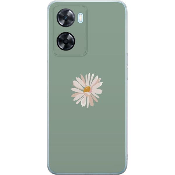 OnePlus Nord N20 SE Läpinäkyvä kuori Vihreä Minimalikukka - tyylikäs kukka vihreällä taustalla