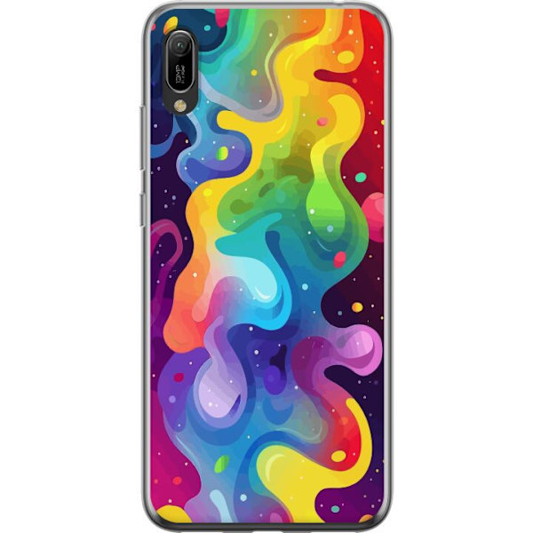 Huawei Y6 Pro (2019) Genomskinligt Skal Color Splash Abstrakt Konst Design Färgstarkt Mönster Modern Populär Väggkonst Grafiskt Trend