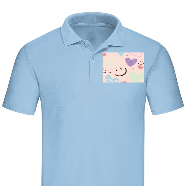 Poloshirt til Voksen | Elegant Poloshirt Glat mønster Lyseblå XX-Large