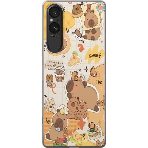 Sony Xperia 5 V Läpinäkyvä kuori Kawaii capybara mobilskal med gulliga djurmotiv