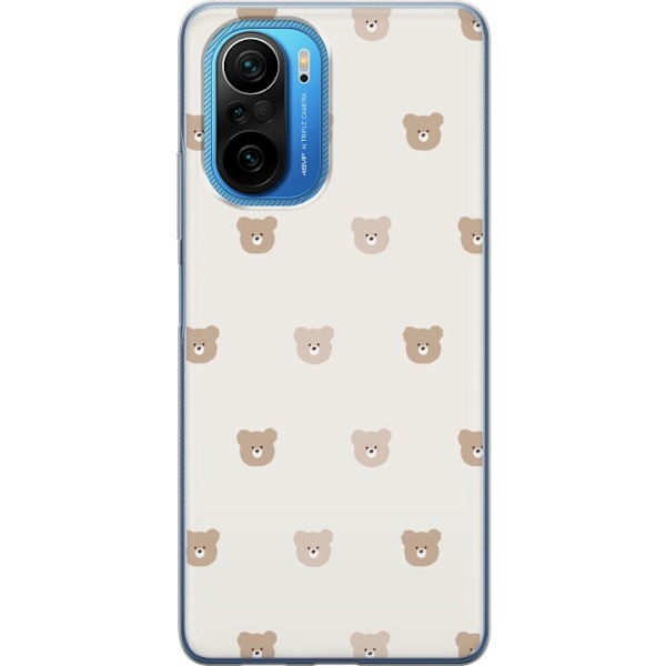 Xiaomi Poco F3 Gennemsigtig cover Teddybaggrund - søde teddybjørne mod en blød baggrund