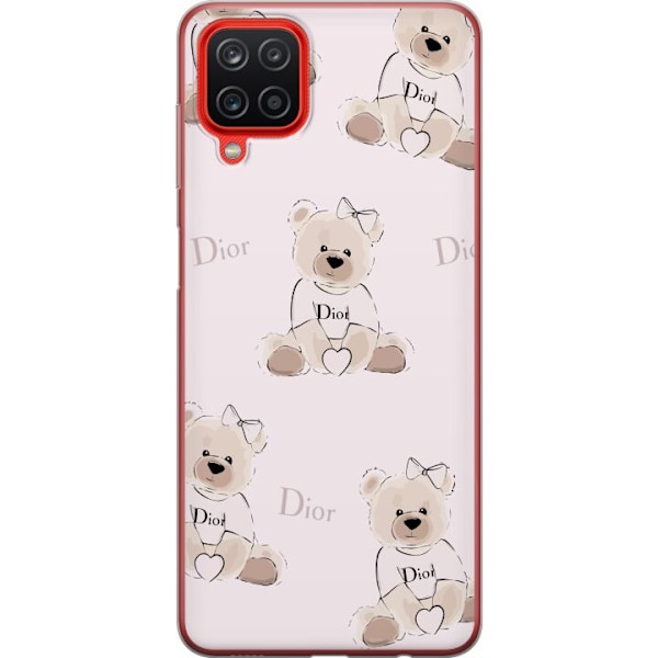 Samsung Galaxy A12 Gennemsigtig cover Teddy Dior Vibes - luksuriøs bamse i modetil