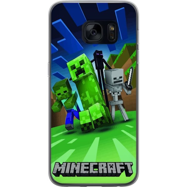 Samsung Galaxy S7 Läpinäkyvä kuori Minecraft Creeper mobilskal i klassisk grön pixelstil