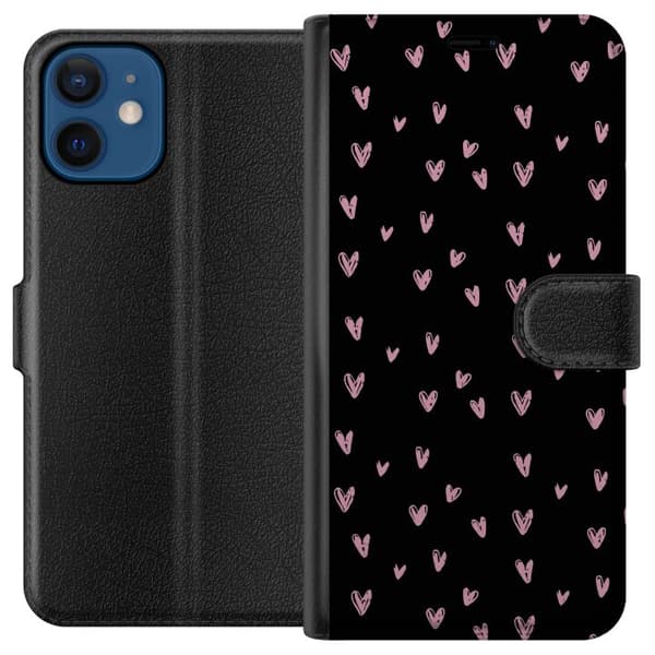 Kompatibel Tegnebogsetui til Apple iPhone 12 mini Små Hjerter