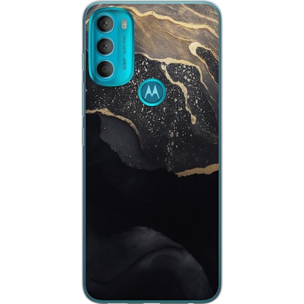 Motorola Moto G71 5G Läpinäkyvä kuori Musta kulta abstrakti