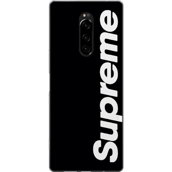 Sony Xperia 1 Gennemsigtig cover Supreme Sort Hvid Streetwear Design Klassisk Modeikon Trend Urban Stil Grafiskt Motiv Populær