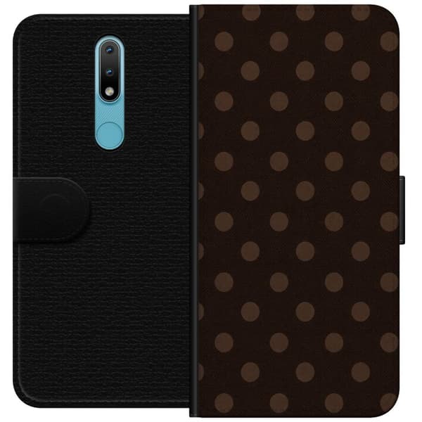 Kompatibelt Plånboksfodral till Nokia 2.4 Mocha Dots brun