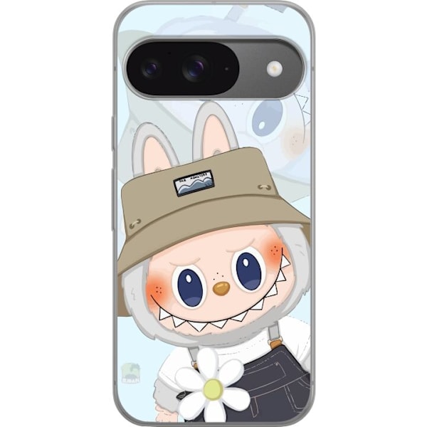 Google Pixel 9 Gennemsigtig cover Labubu med hat - Pop Mart figur Mr. Butcher i retro-stil med karakter