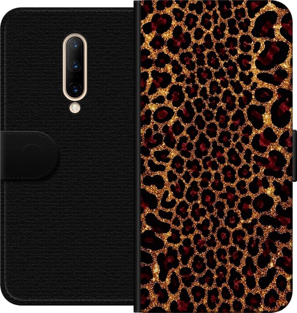 Kompatibelt Plånboksfodral till OnePlus 7 Pro Guldfärgad glitterleopard guld