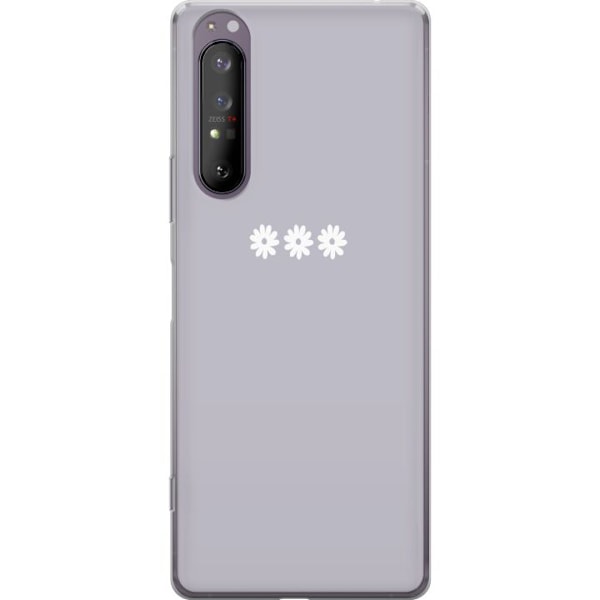 Sony Xperia 1 II Genomskinligt Skal Lila Blomminimalism – stilrent blommotiv på lila bakgrund