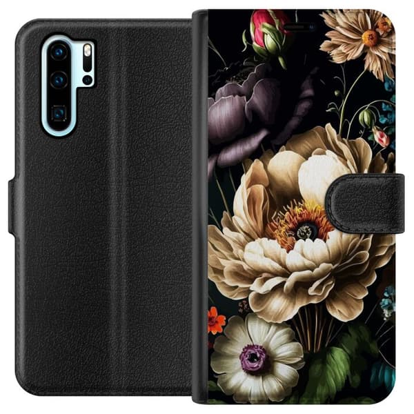 Kompatibel Tegnebogsetui til Huawei P30 Pro Blomster