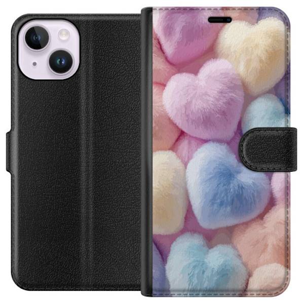 Apple iPhone 14 Plånboksfodral Hjärtan Kärlek Grafisk Design Romantiskt Motiv Populärt Symbol Grafiskt Mönster Dekoration