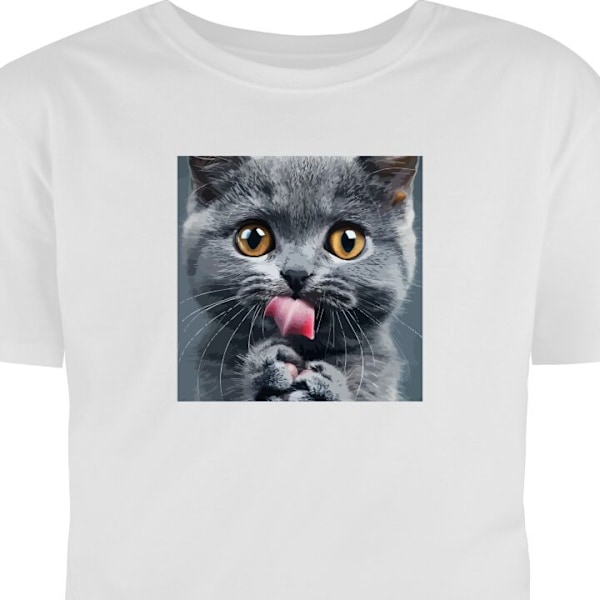 T-shirt för Vuxen | Klassisk Vuxen-T-shirt Katt vit M