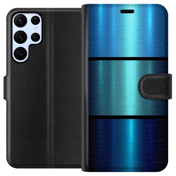 Samsung Galaxy S22 Ultra 5G Tegnebogsetui Blå Metallic Striber