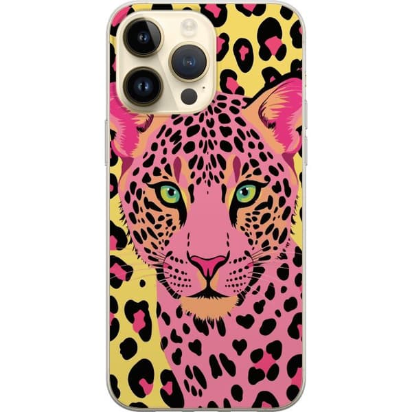Kompatibelt Mobildeksel til Apple iPhone 15 Pro Max Rosa leopard rosa