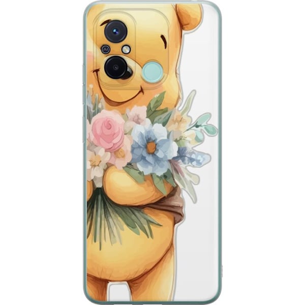Xiaomi Redmi 12C Gennemsigtig cover Nalle Puh med blomster - k