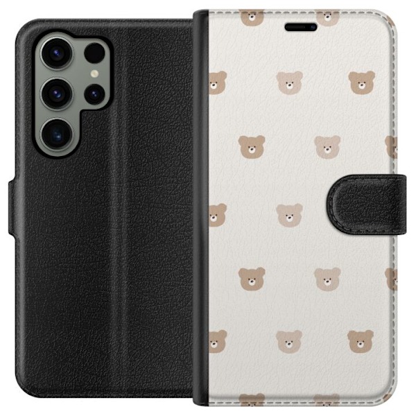 Samsung Galaxy S23 Ultra Tegnebogsetui Teddybaggrund - søde teddybjørne mod en blød baggrund