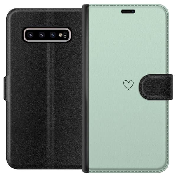 Kompatibelt Lommeboketui til Samsung Galaxy S10+ Hjerte Grønn